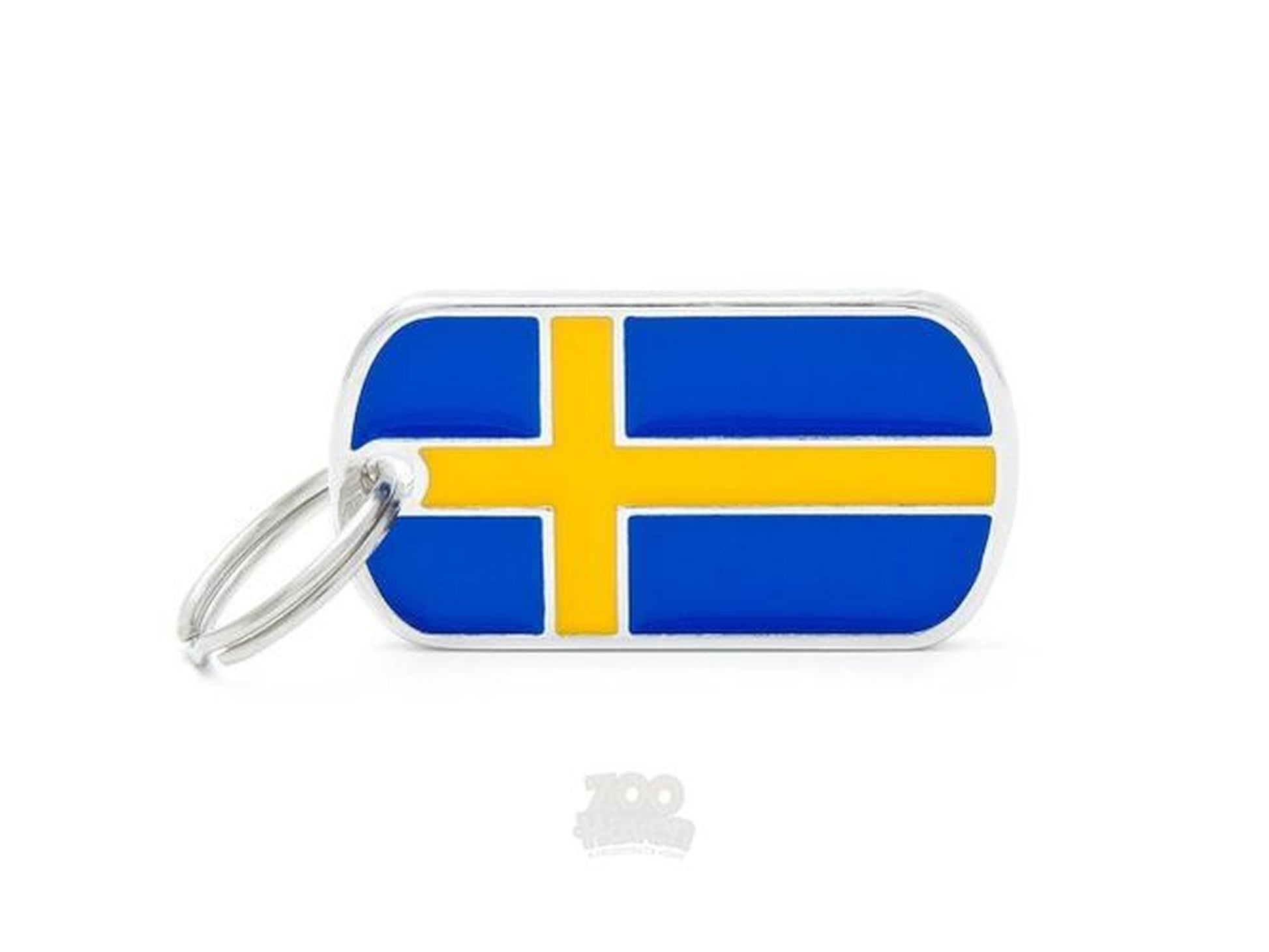 MyFamily Flags Sverige ID-brikke til hund og katt – graverbar navnebrikke