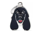 MyFamily Friends Cocker Spaniel sort ID-brikke til hund og katt – graverbar navnebrikke