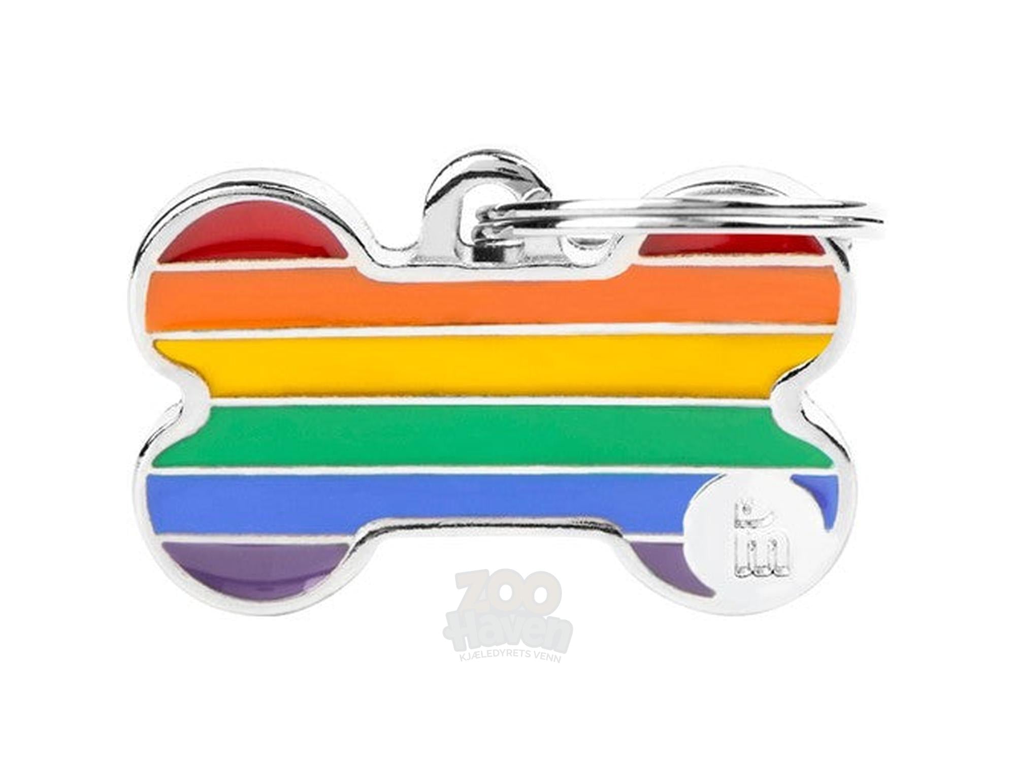 MyFamily Rainbow Bein ID-brikke til hund og katt – graverbar navnebrikke