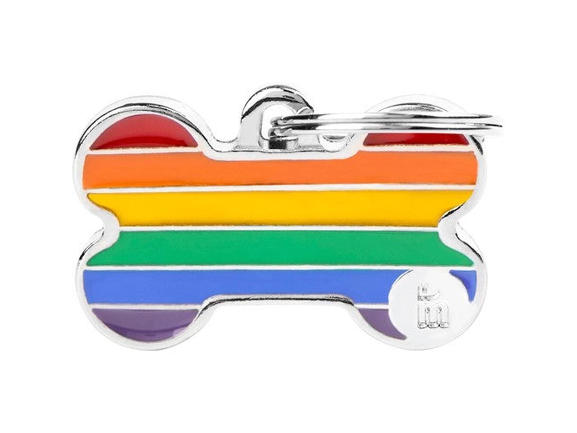 MyFamily Rainbow Bein ID-brikke til hund og katt – graverbar navnebrikke