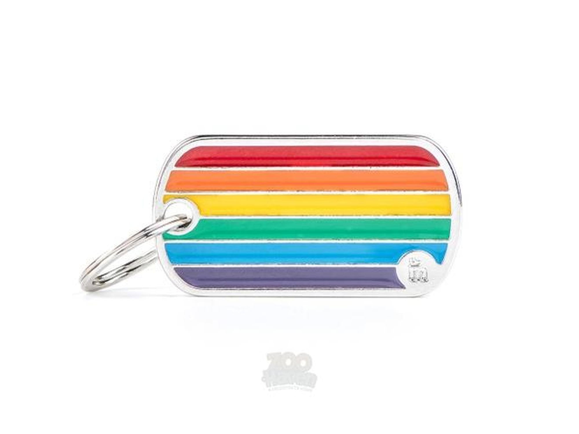 MyFamily Rainbow Flag ID-brikke til hund og katt – graverbar navnebrikke