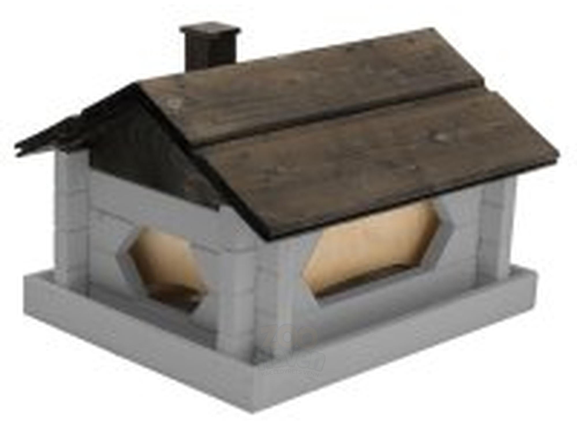 NYBY FUGLEHUS LARGE SVART/GRÅ 43X33X27CM