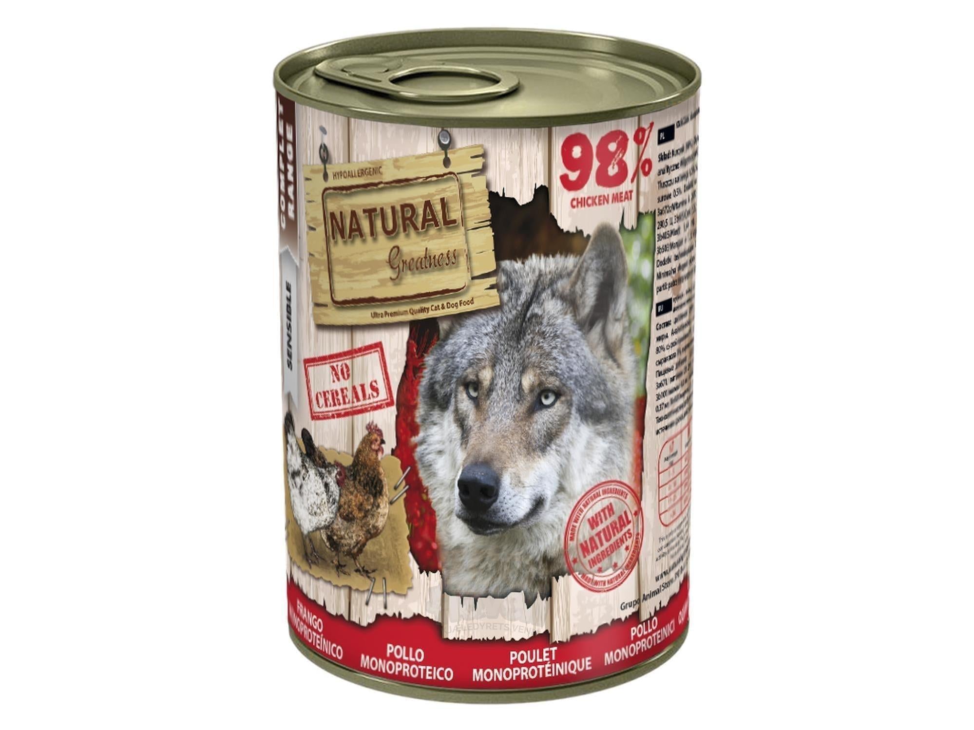 Natural Greatness 98 % Monoprotein Chicken våtfôr hund 400 g