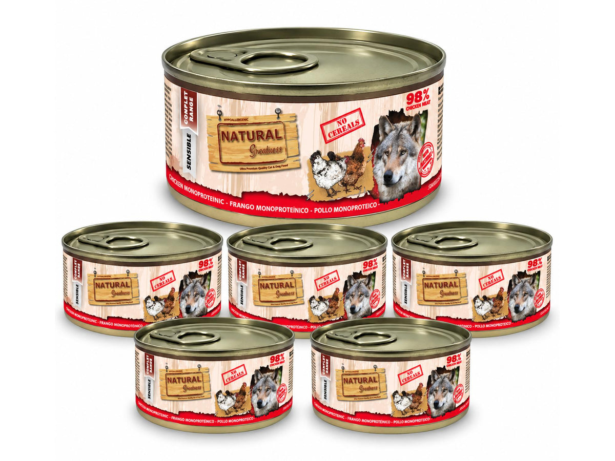 Natural Greatness 98 % Monoprotein Chicken – Våtfôr hund | 6 × 170 g