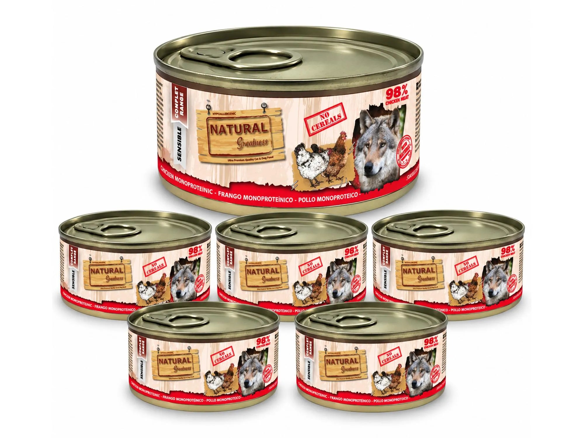 Natural Greatness 98 % Monoprotein Chicken – Våtfôr hund | 6 × 170 g