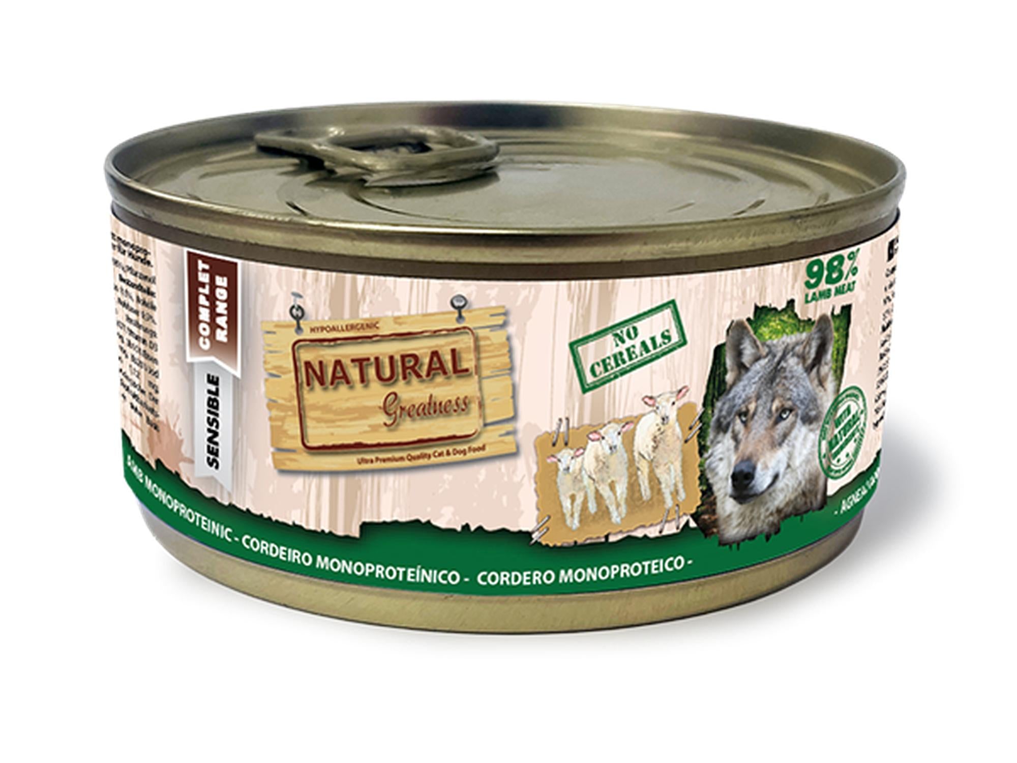 Natural Greatness 98 % Monoprotein Lamb – Våtfôr hund | 6 × 170 g