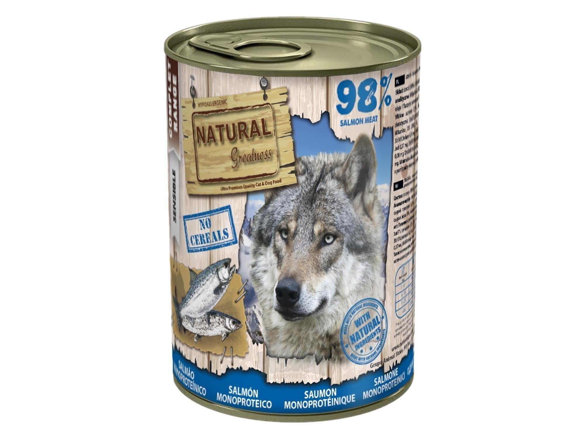 Natural Greatness 98 % Monoprotein Salmon våtfôr hund 400 g