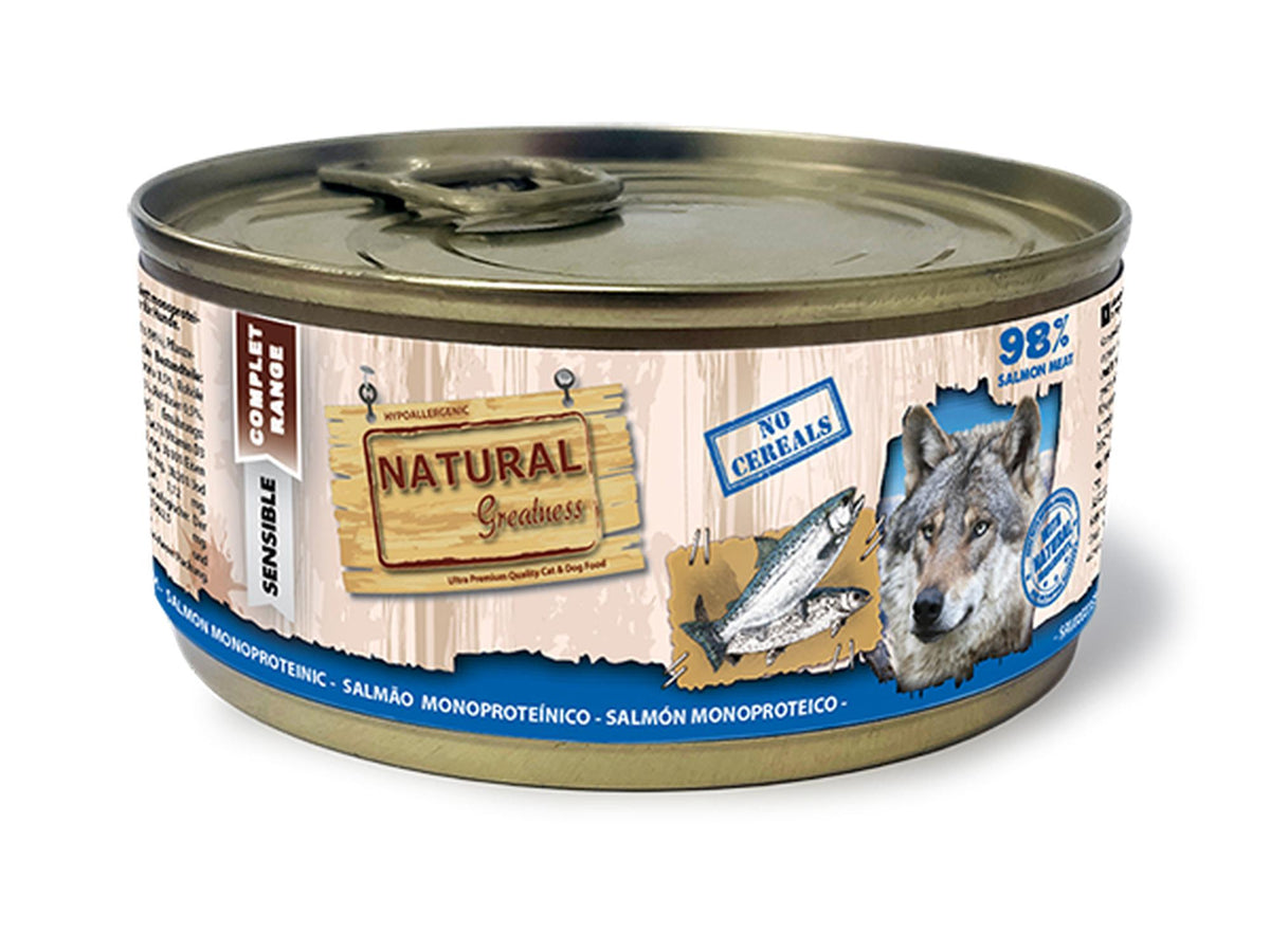 Natural Greatness 98 % Monoprotein Salmon – Våtfôr hund | 6 × 170 g