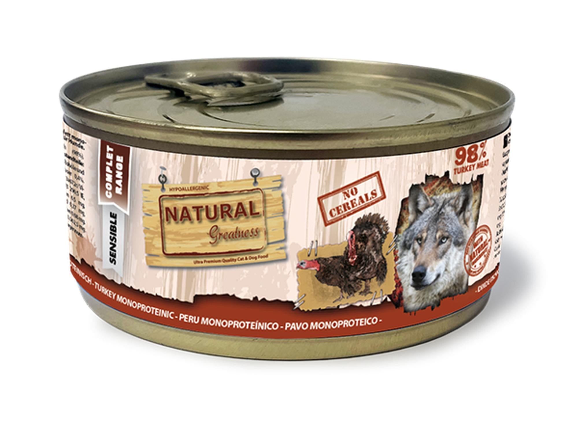 Natural Greatness 98 % Monoprotein Turkey – Våtfôr hund | 6 × 170 g