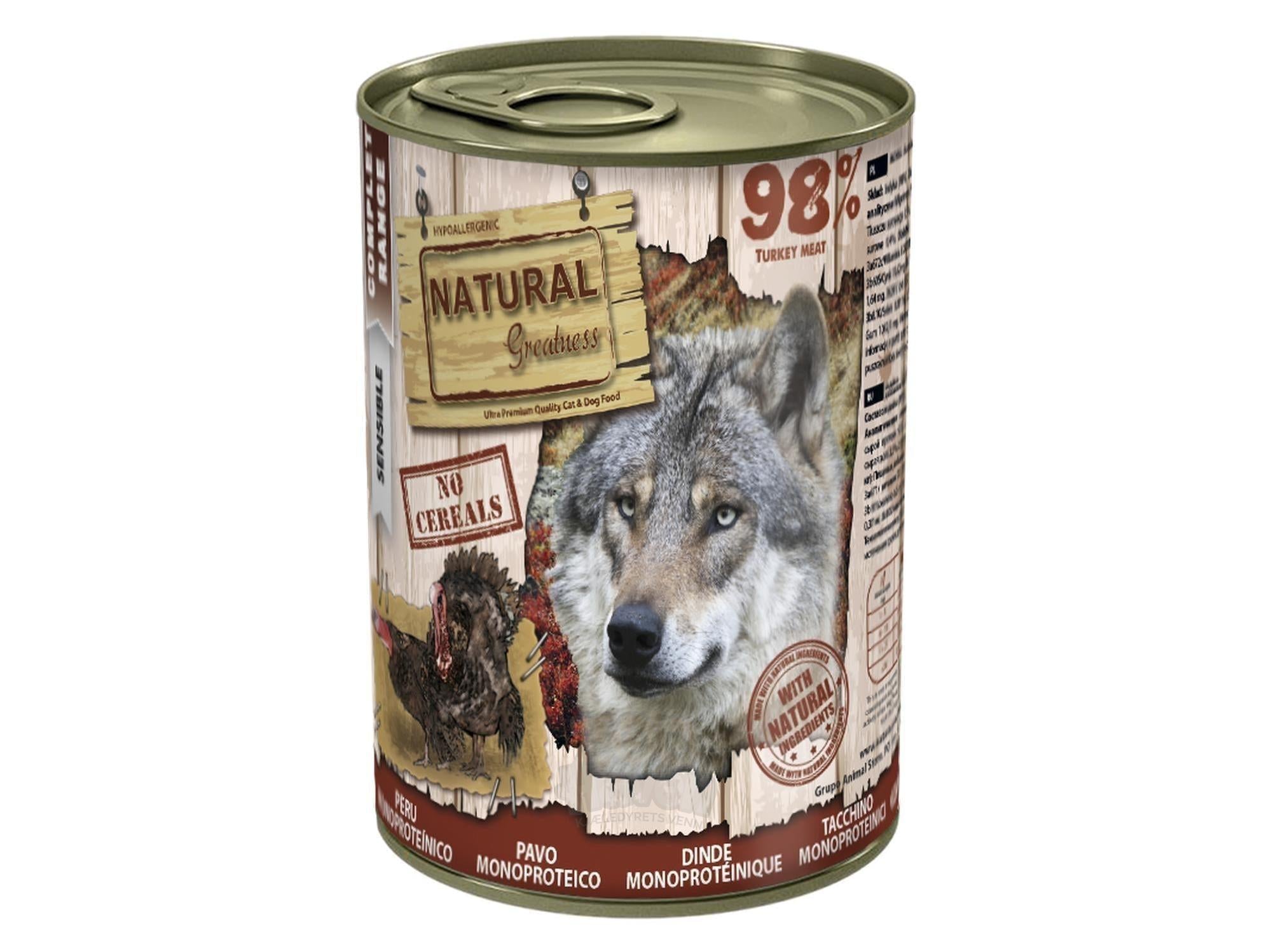 Natural Greatness 98 % Monoprotein Turkey våtfôr hund 400 g