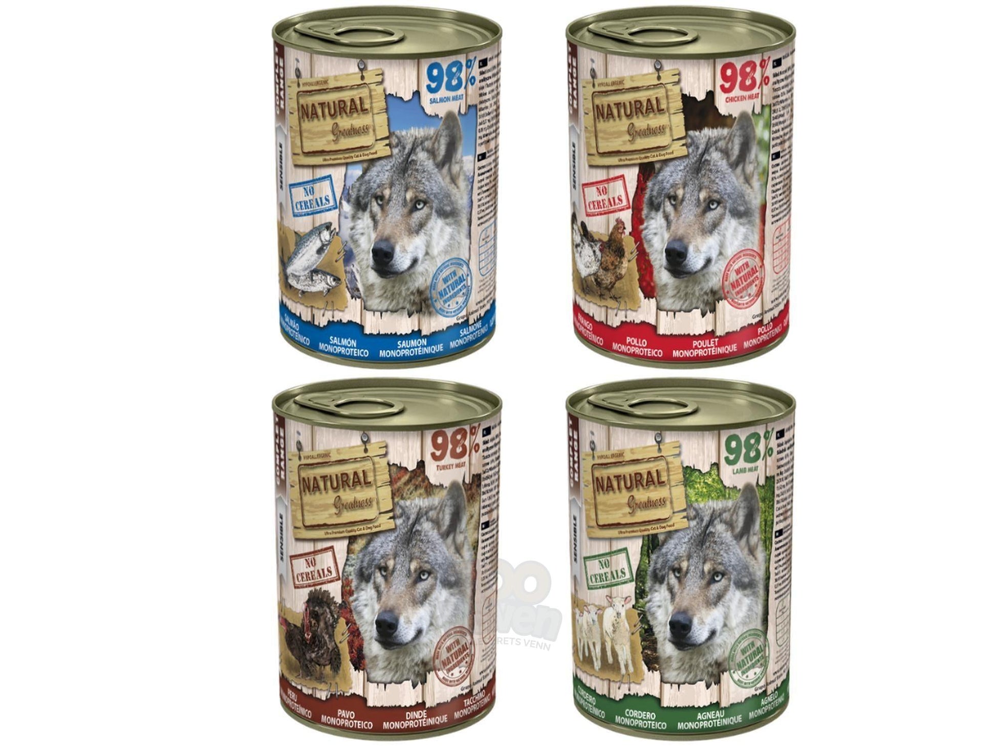 Natural Greatness 98% Monoprotein våtfôr til hund