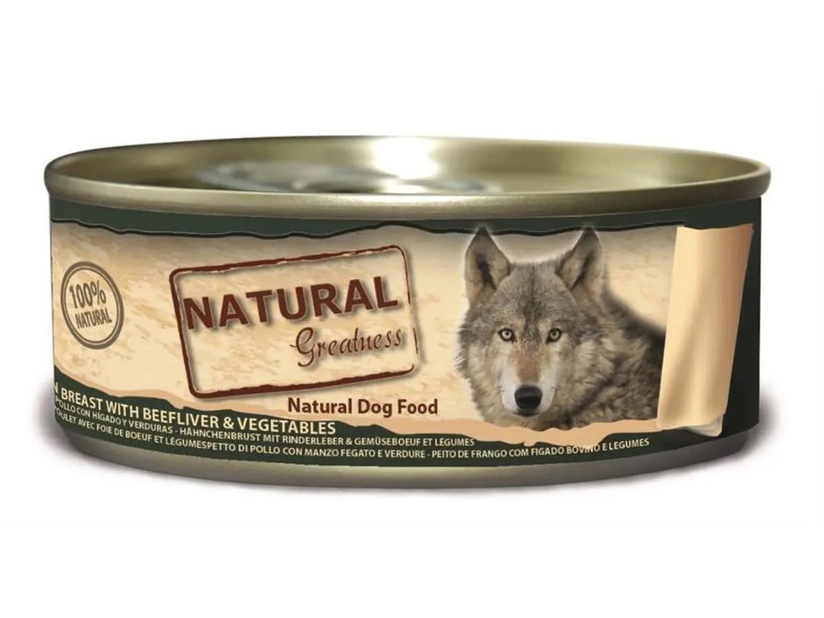 Natural Greatness Chicken with Beef Liver – Våtfôr & snacks hund | 24 × 156 g
