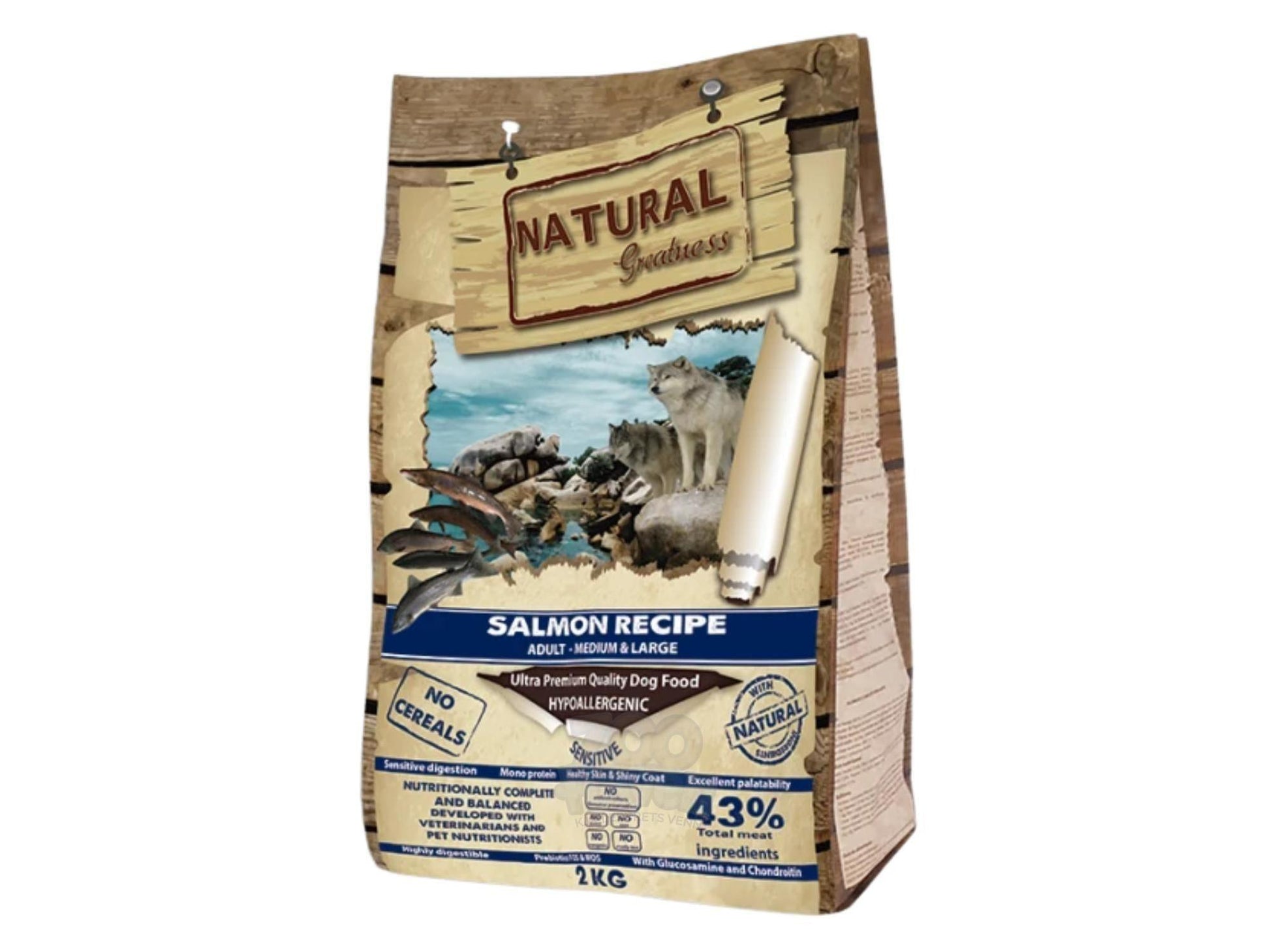 Natural Greatness Salmon Recipe tørrfôr til voksen hund av laks