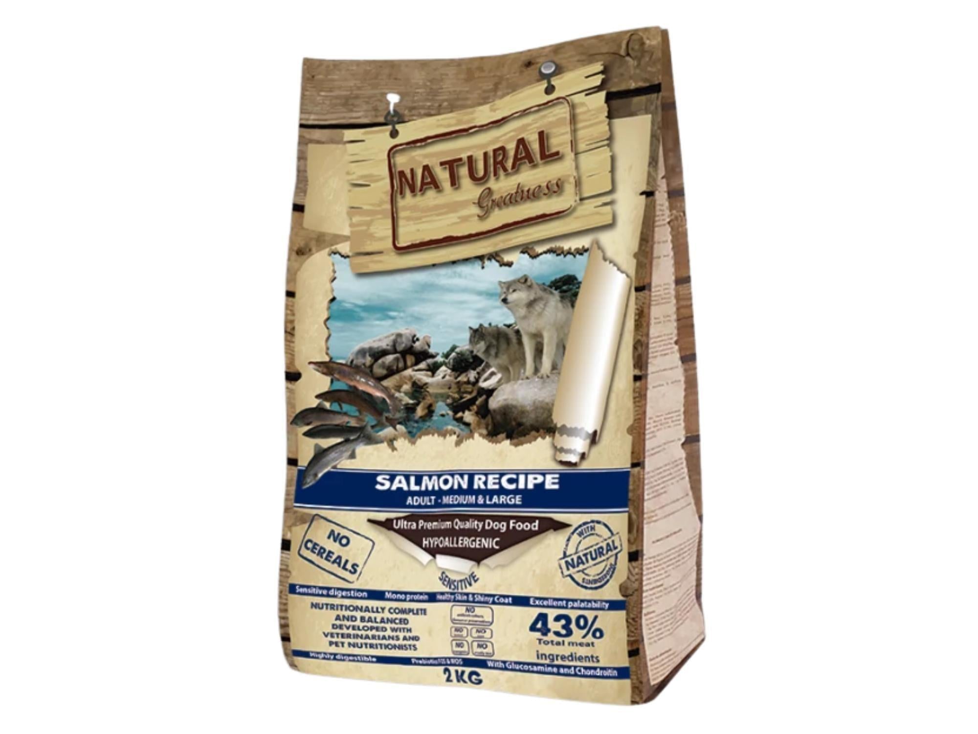 Natural Greatness Salmon Recipe tørrfôr til voksen hund av laks