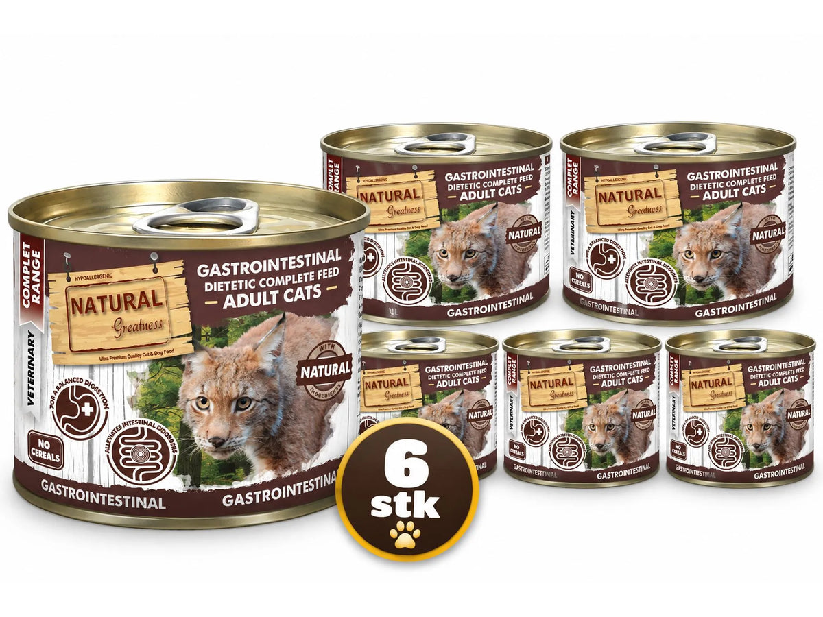 Natural Greatness Vet Gastrointestinal Våtfôr – Mage & Tarm | Veterinærfôr katt 6 × 200 g