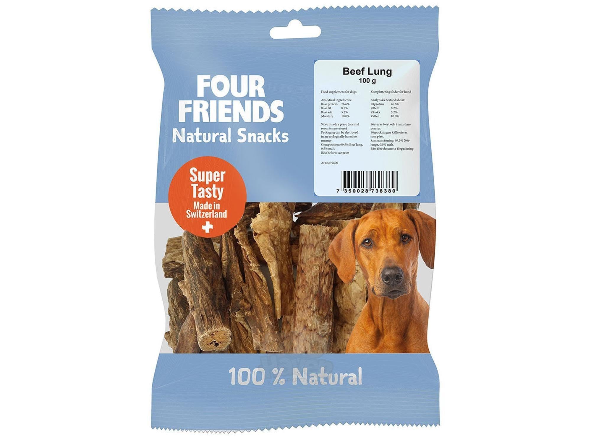 Four Friends Natural Snacks Beef Lung tørket okselunge snack til hund