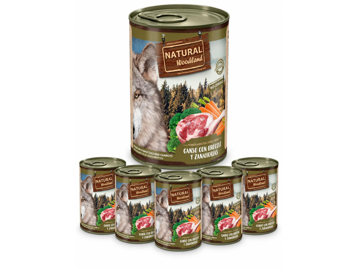 Natural Woodland Gås med brokkoli og gulrot – Komplett våtfôr hund | 6 × 400 g