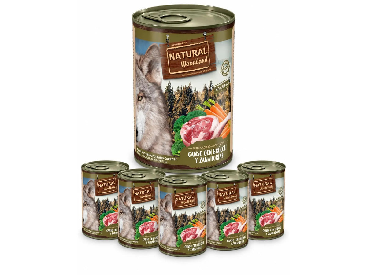 Natural Woodland Gås med brokkoli og gulrot – Komplett våtfôr hund | 6 × 400 g