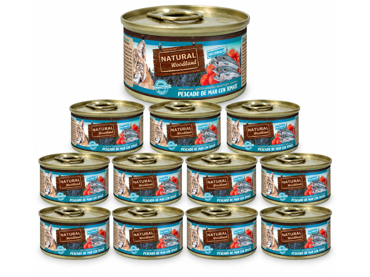 Natural Woodland Havfisk med tomat – Komplett våtfôr katt | 12 × 85 g