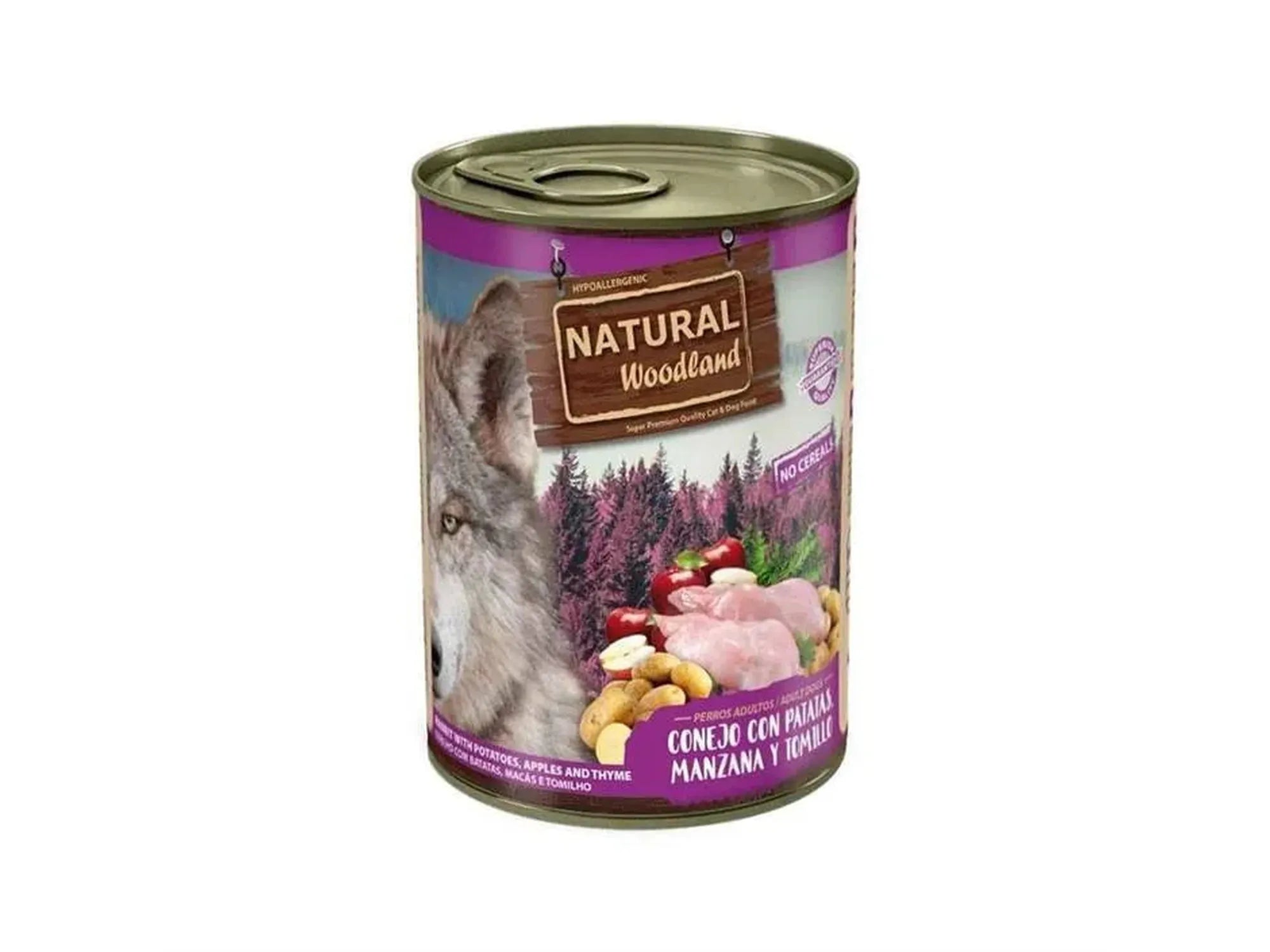 Natural Woodland Kanin med potet, eple og timian – Komplett våtfôr hund | 6 × 400 g