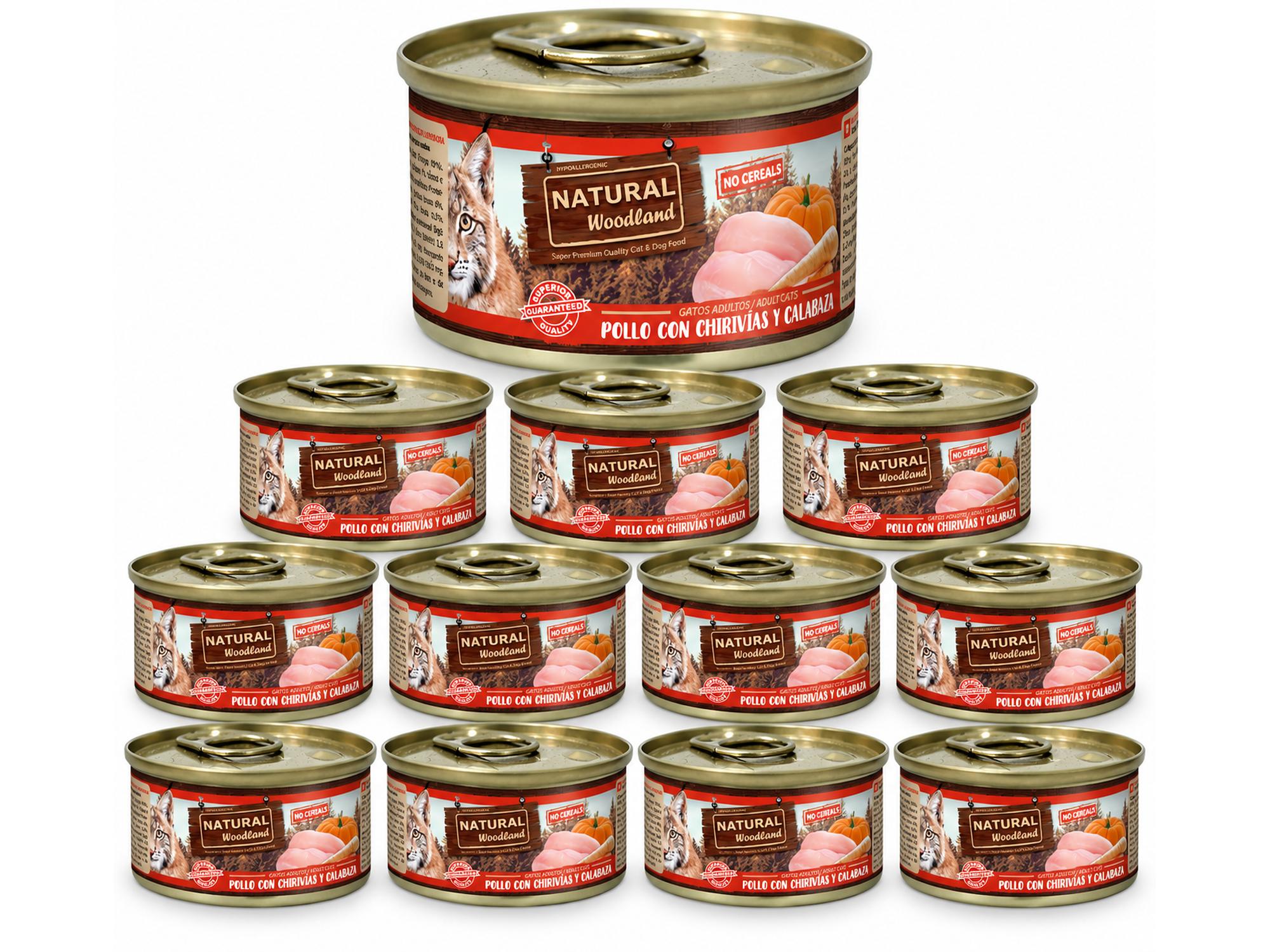 Natural Woodland Kylling med pastinakk og gresskar – Komplett våtfôr katt | 12 × 85 g