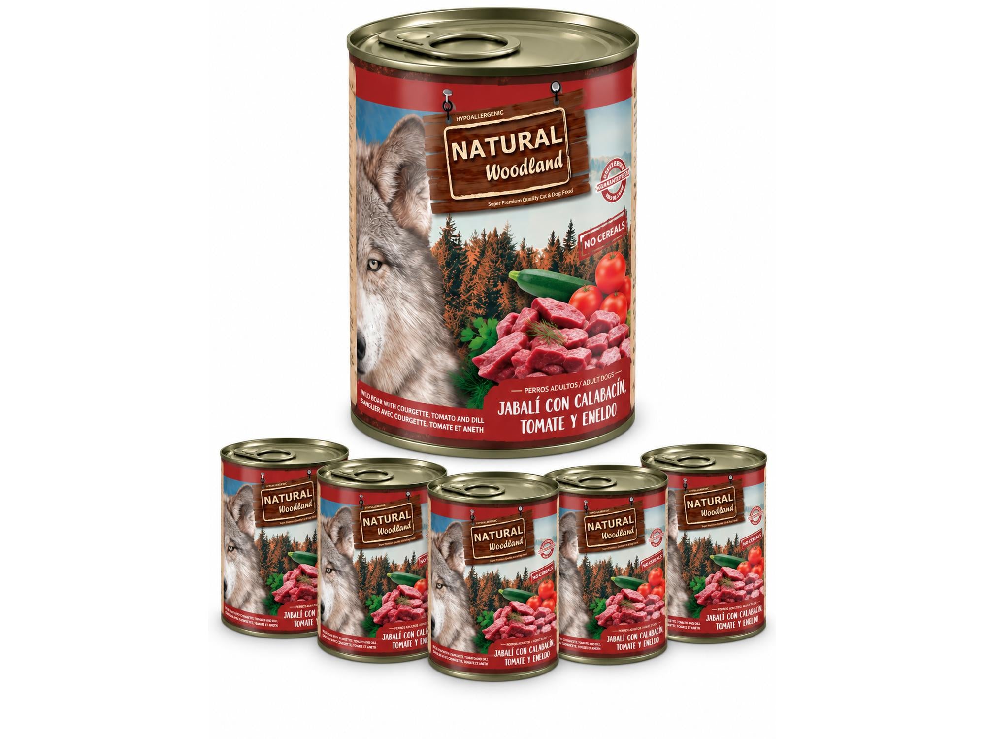 Natural Woodland Villsvin med squash, tomat og dill – Komplett våtfôr hund | 6 × 400 g