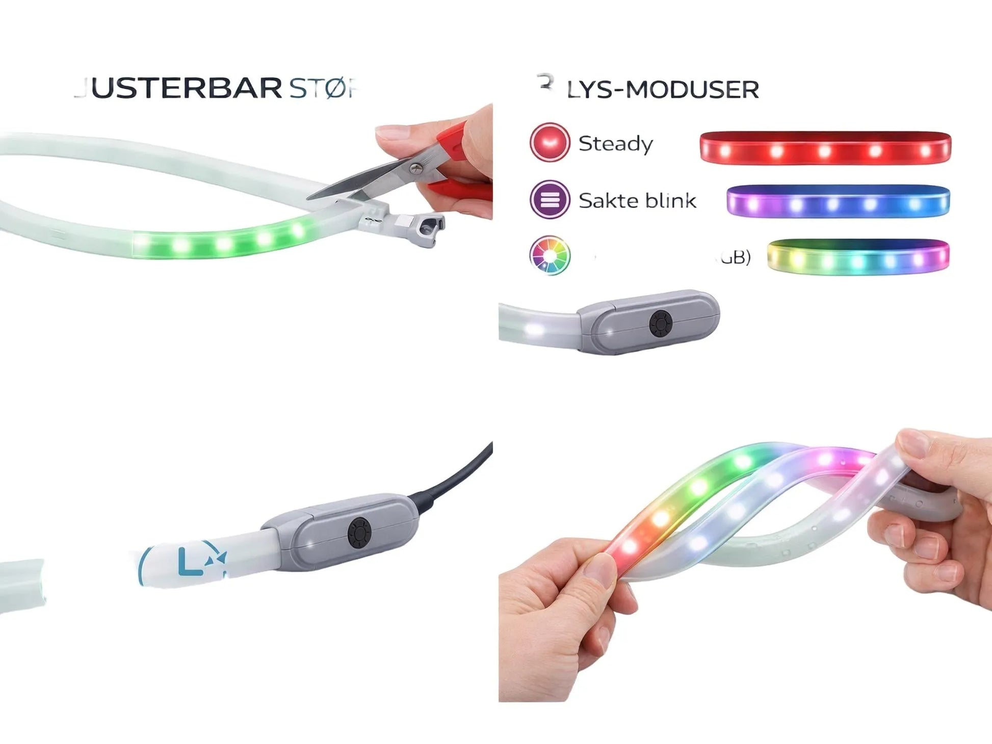 Oppladbart LED-halsbånd for Hund – Justerbar Størrelse-1