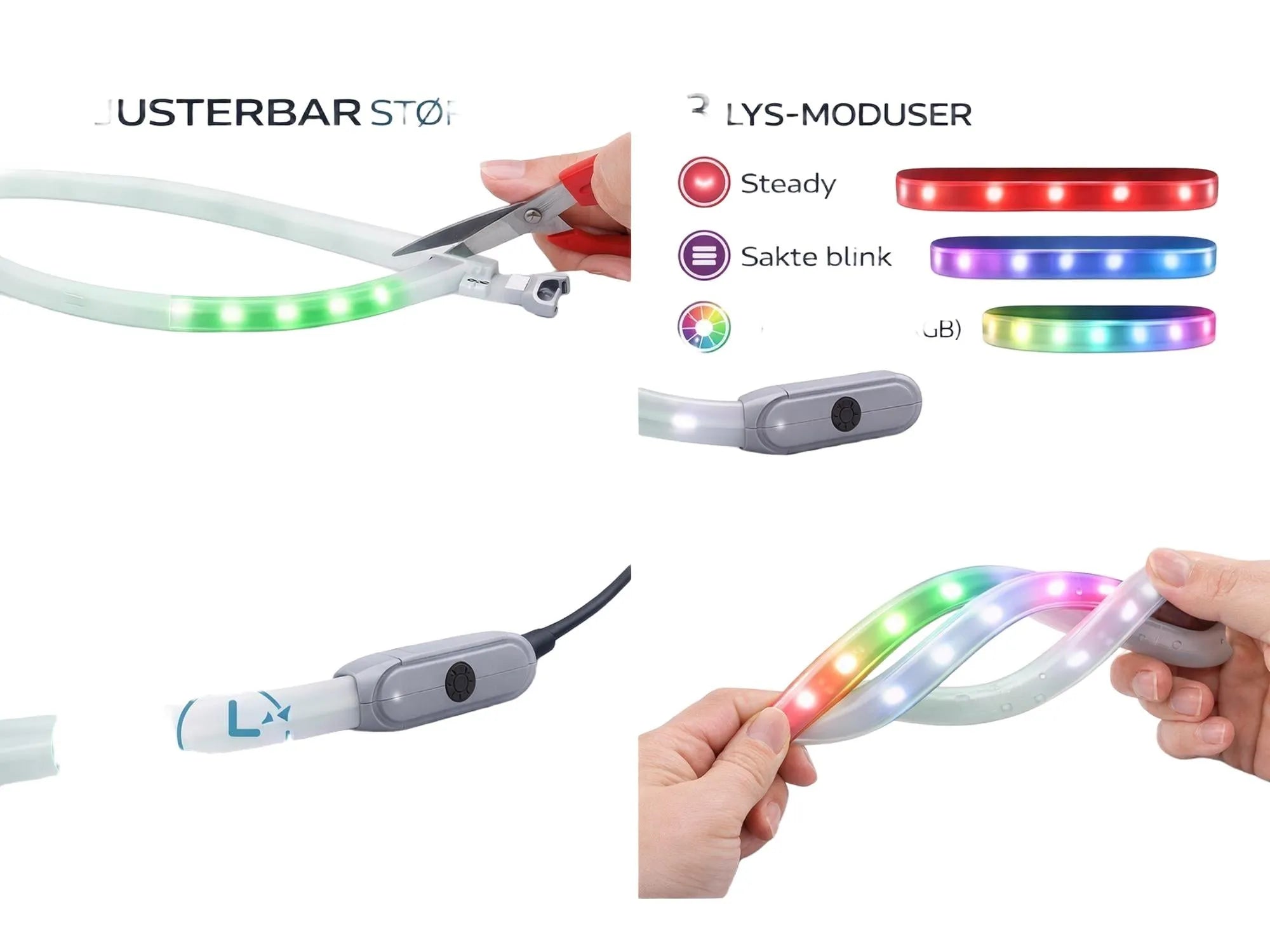 Oppladbart LED-halsbånd for Hund – Justerbar Størrelse-1