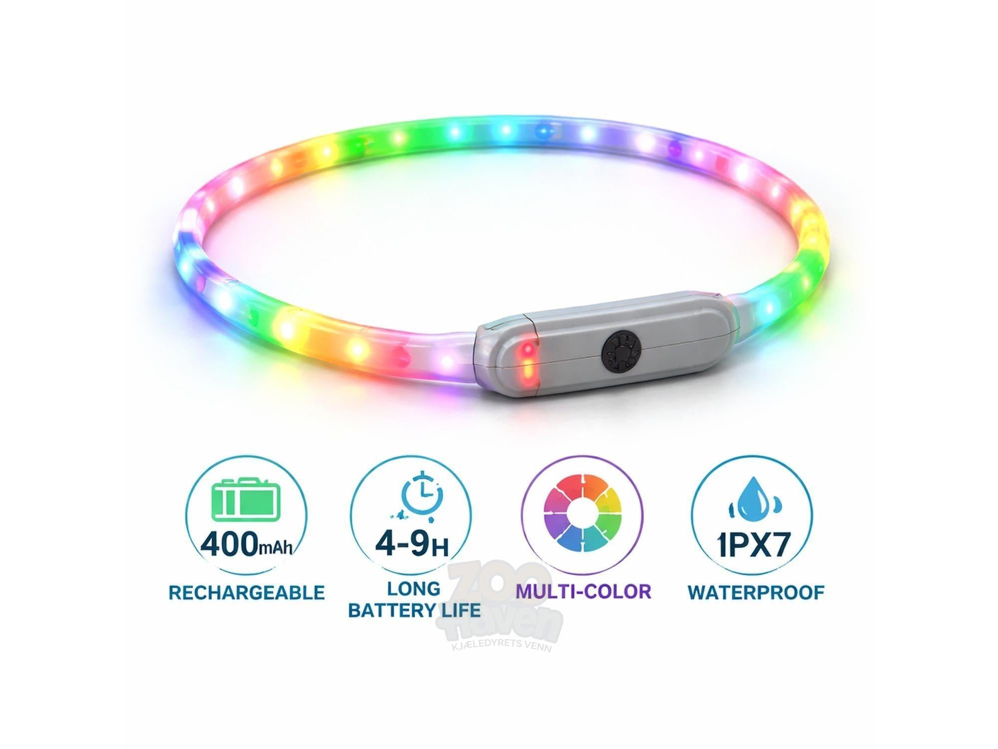 Oppladbart LED-halsbånd for Hund – Justerbar Størrelse