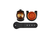 Orbiloc Dog Dual Safety Pack med to oransje LED-lys og svart gummistropp.