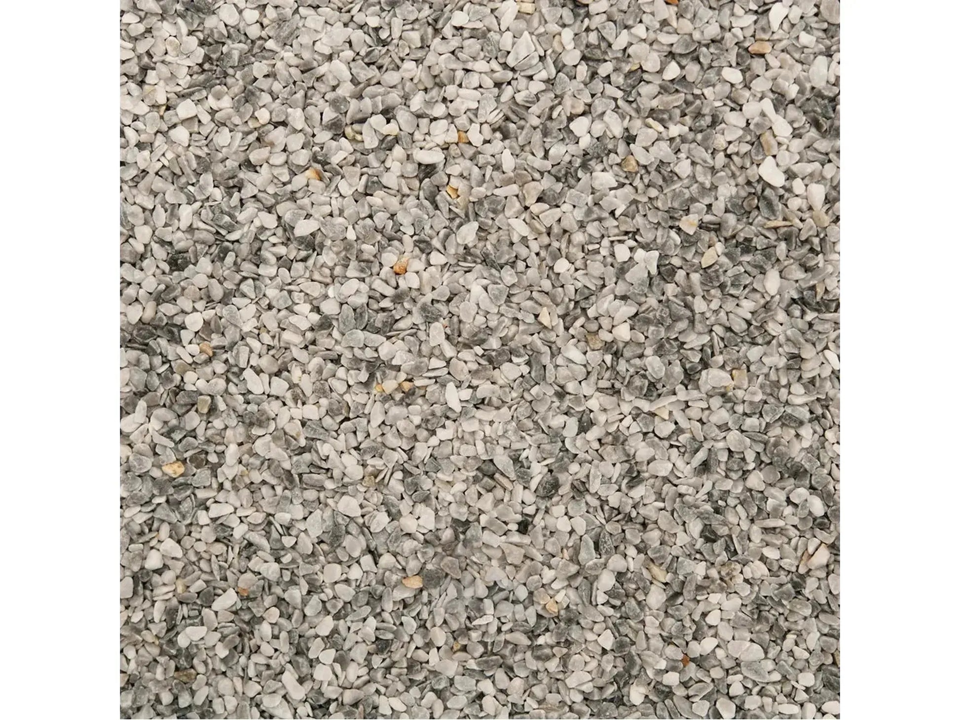 Ozami Akvaristik Naturestone Grey 5 kg akvariegrus, små naturlige grå og hvite steinpartikler.