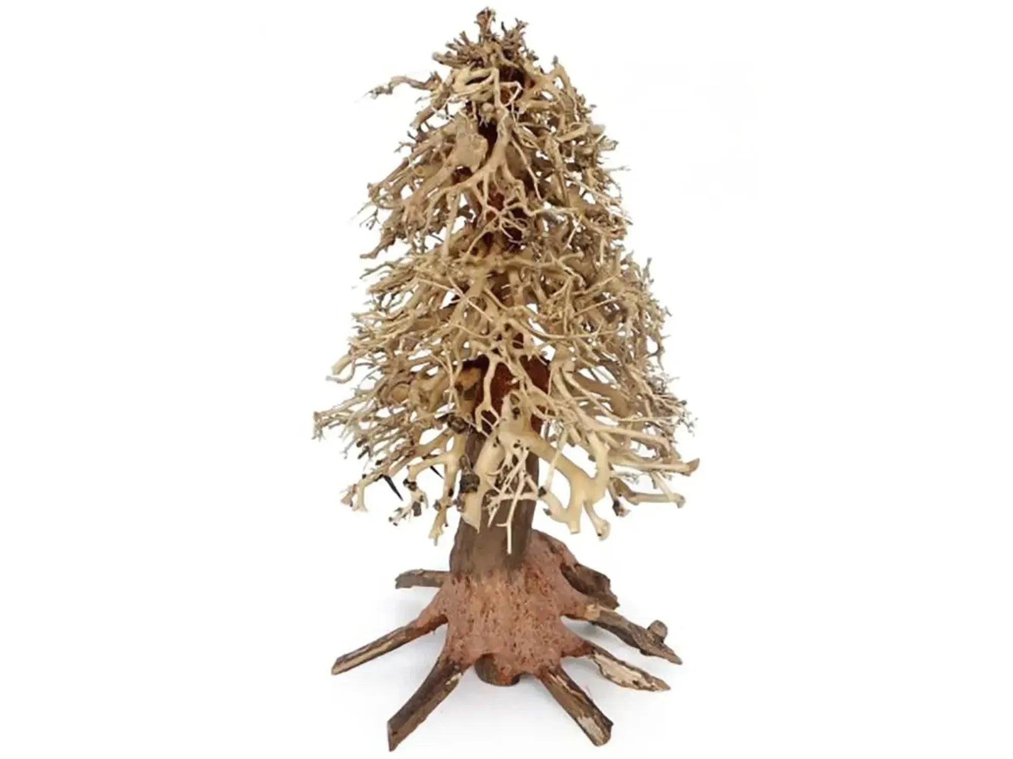 Ozami Akvaristik Bonsai Wood, 20x30x20 cm, med mørk stamme og lys, tett forgrenet topp.