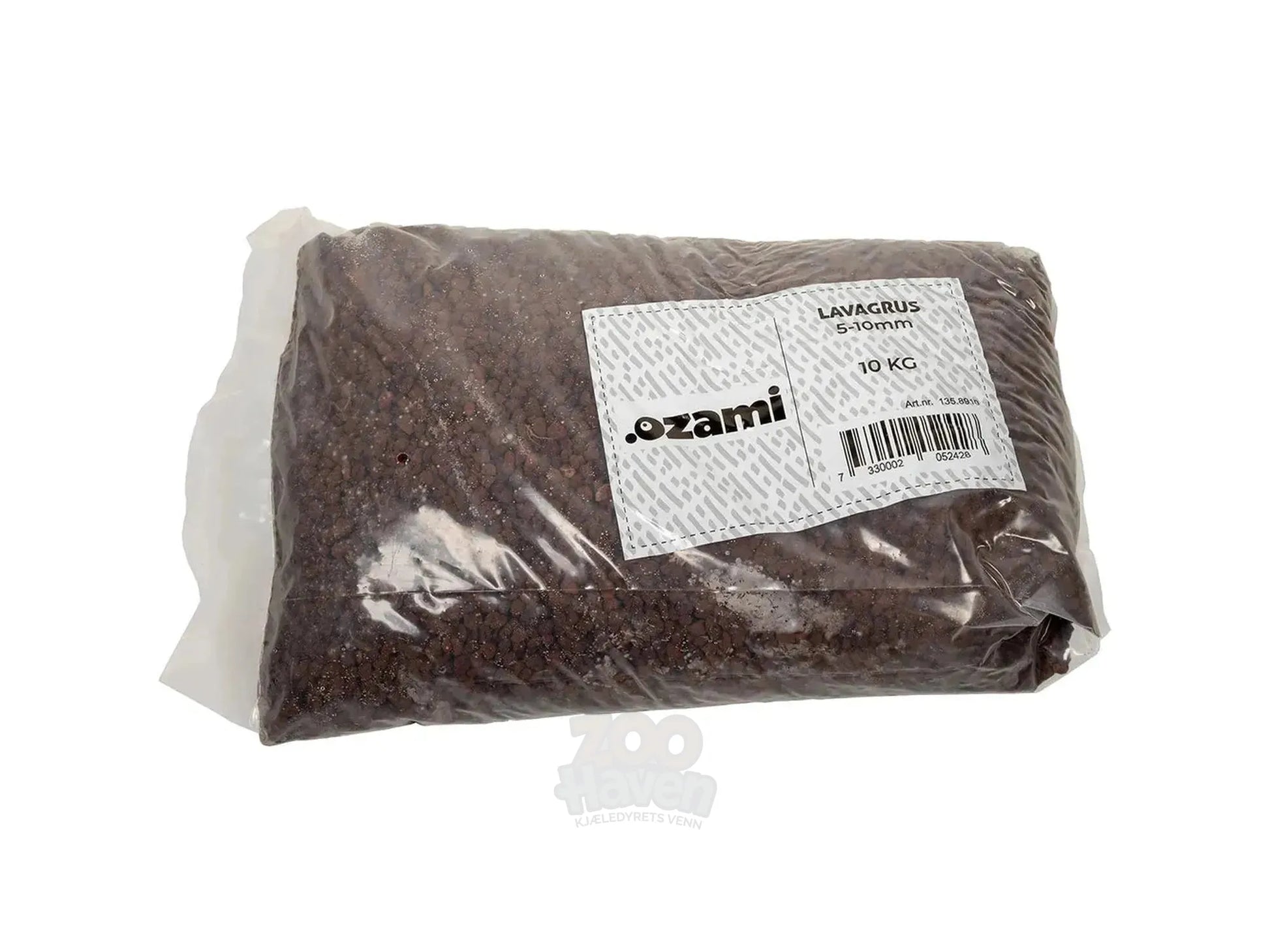 Ozami Akvaristik Lavagrus 10 kg pose med brun-røde lavasteiner, 5-10 mm.