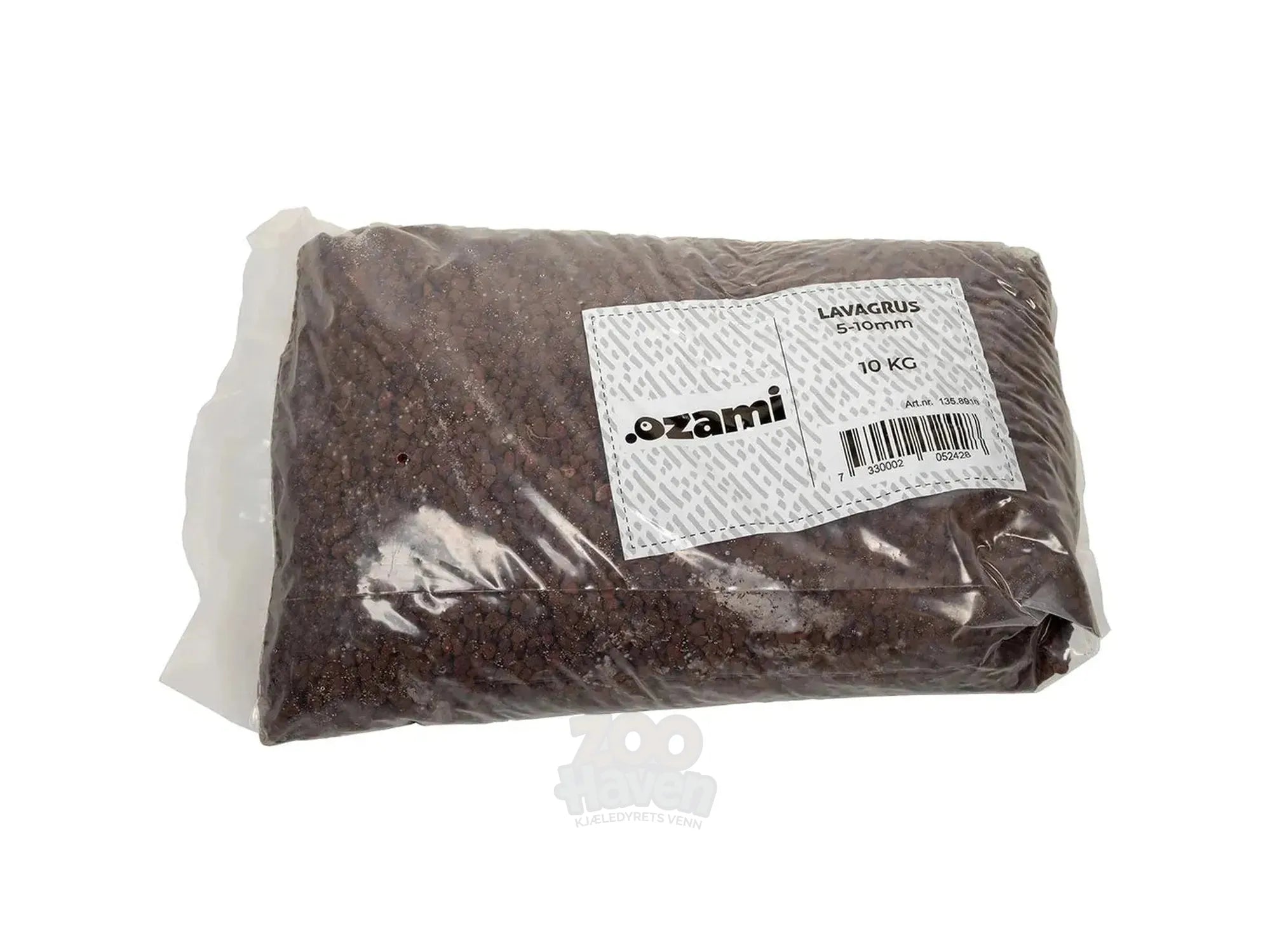 Ozami Akvaristik Lavagrus 10 kg pose med brun-røde lavasteiner, 5-10 mm.