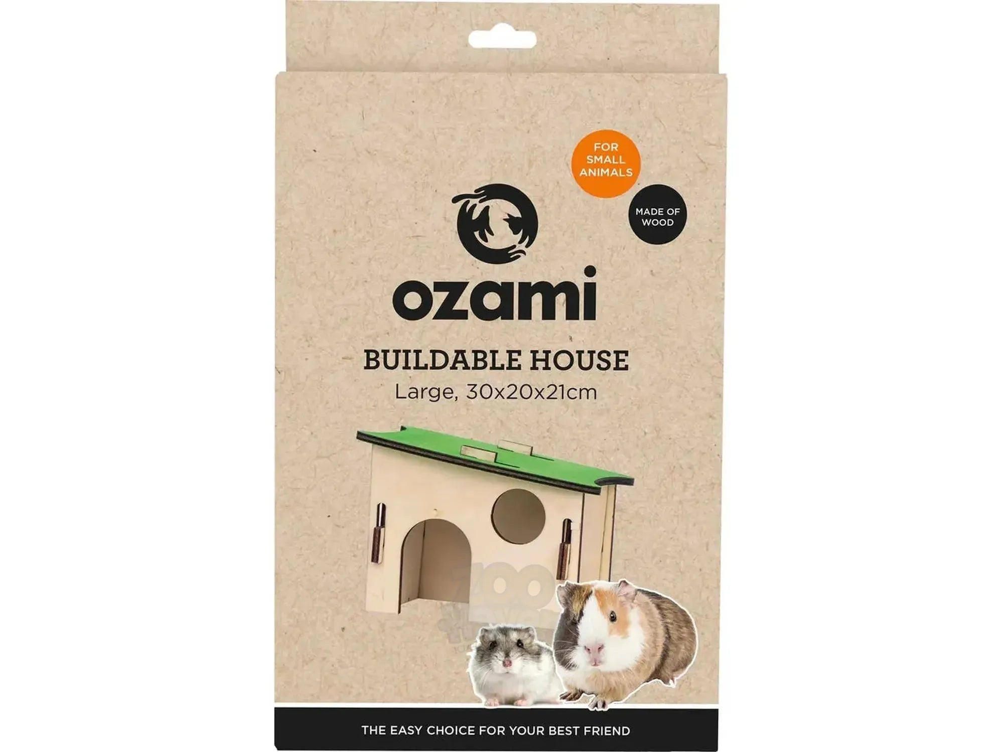Ozami Smådyrhus Byggebart Trehus 30x20x21 cm