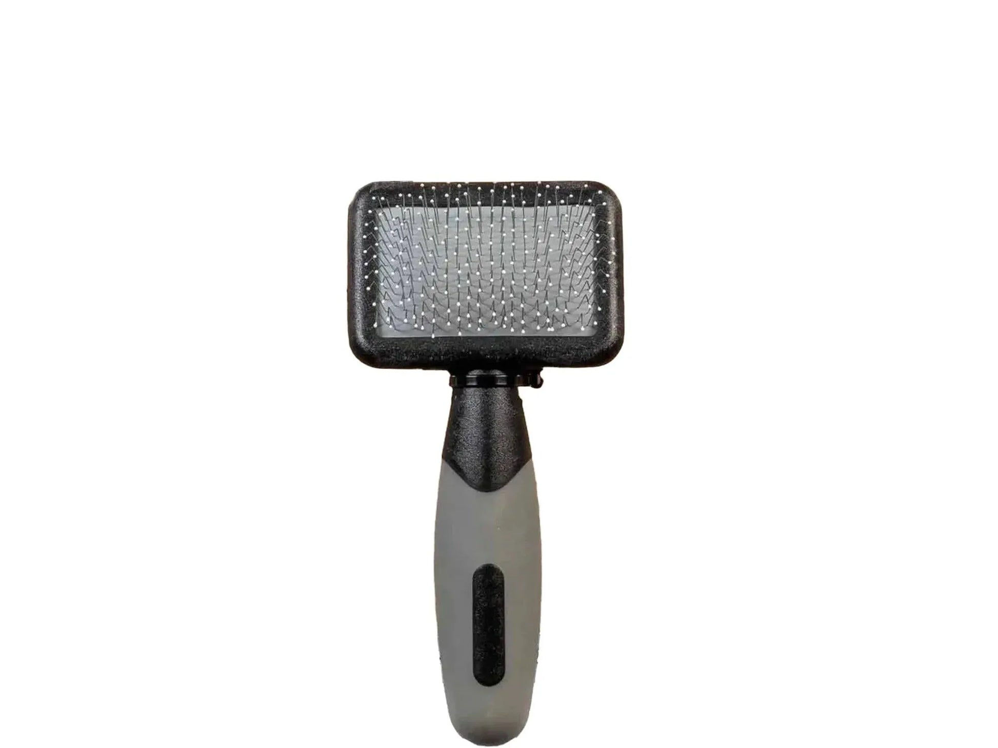 Ozami X-Small soft brush with black and gray handle, plastic tips, for double-coated pets.