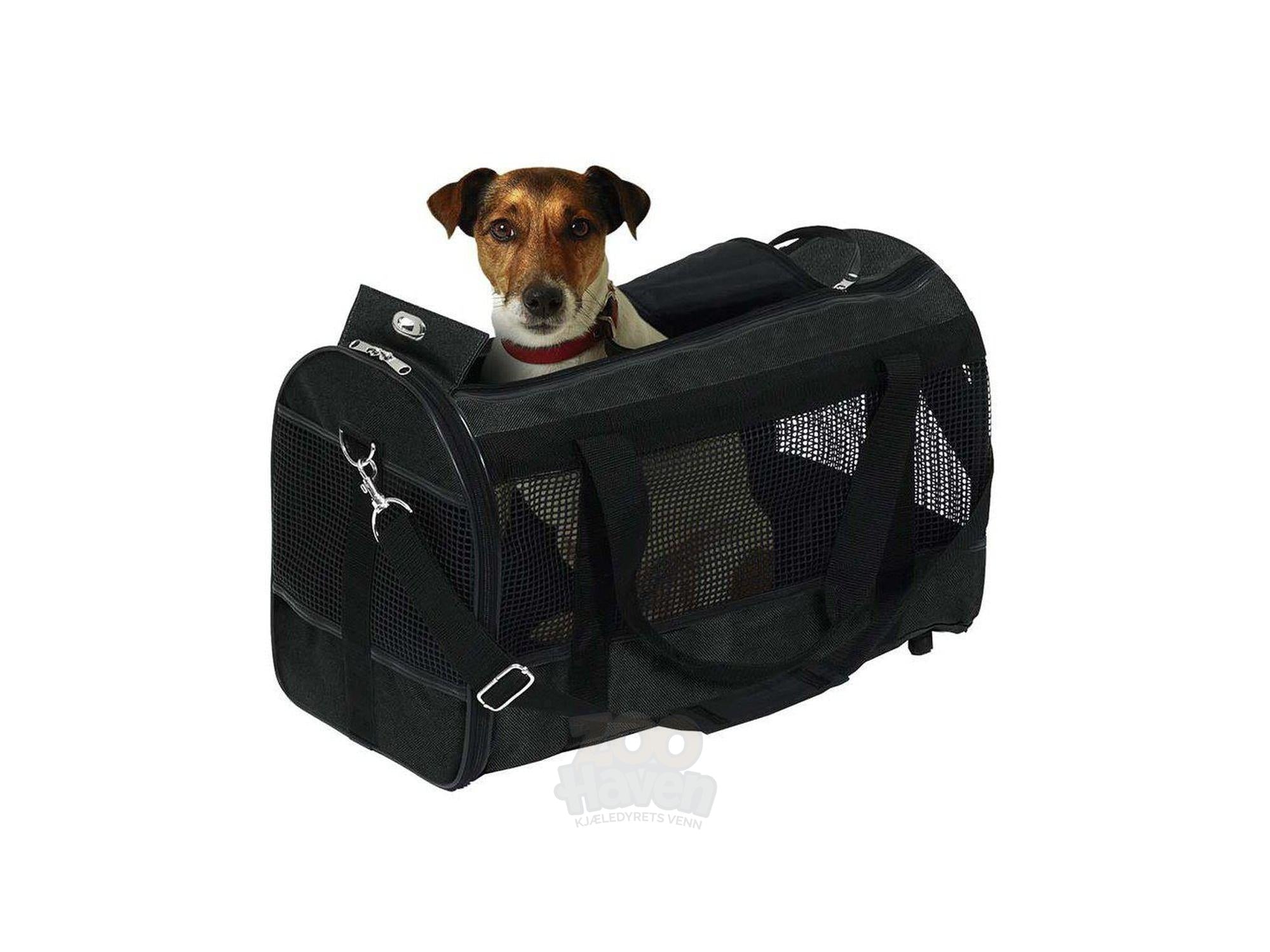 Ozami transportveske i sort nylon 50x30x30 cm til katt og liten hund