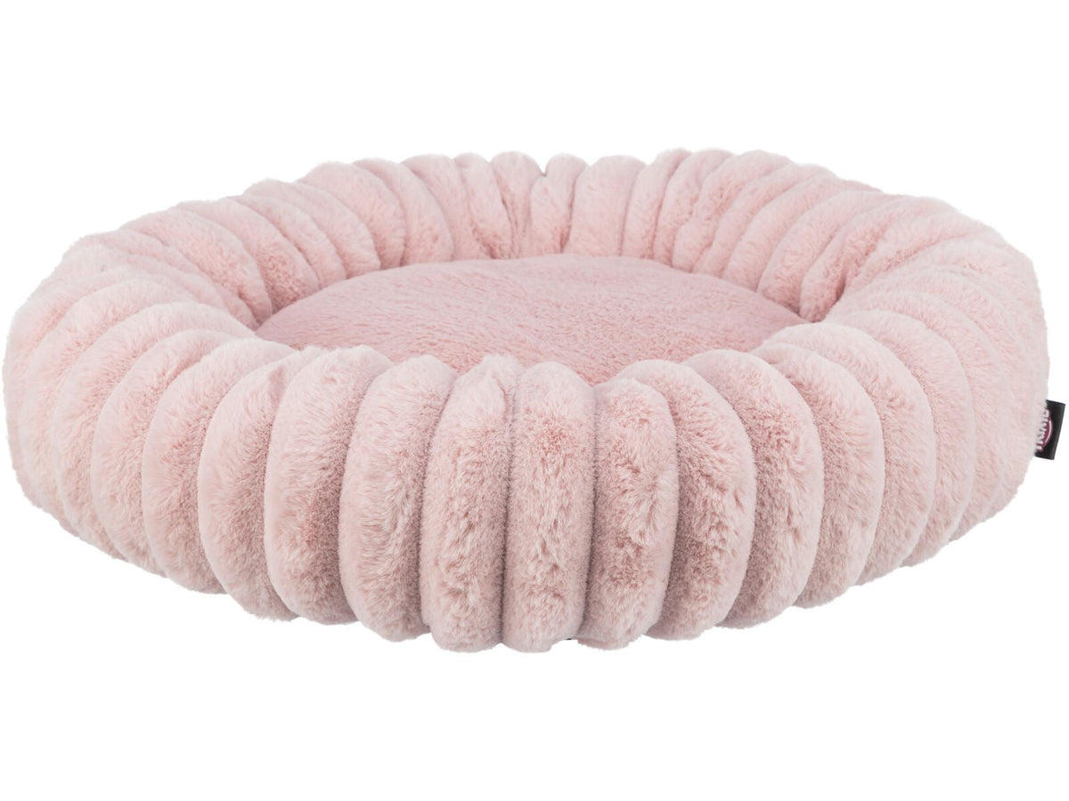 Trixie Lonni Rund Seng i Ribbet Plysj – SOFT Edition – Rosa / Ø 50 cm
