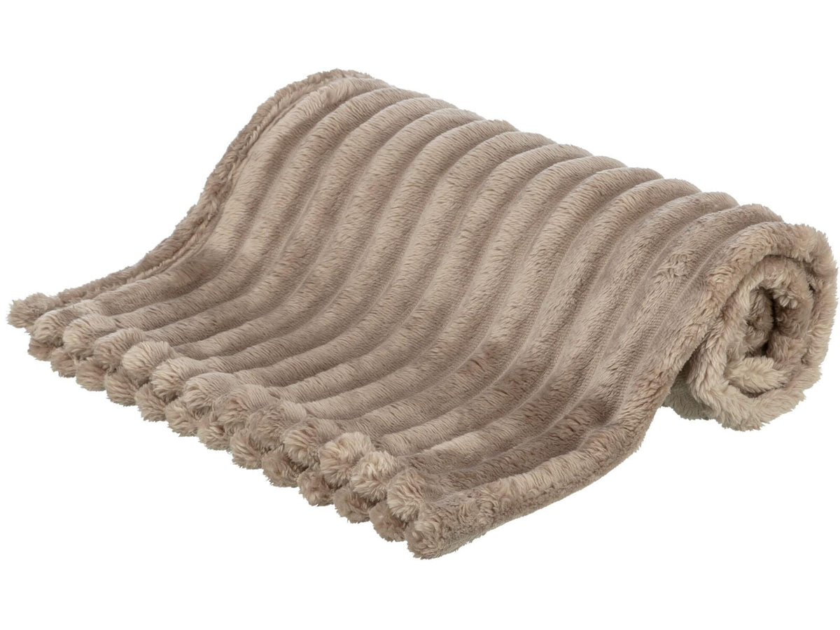 Trixie Lonni Hundeteppe i Ribbet Plysj – SOFT Edition – Lysebrun / 100 × 70 cm