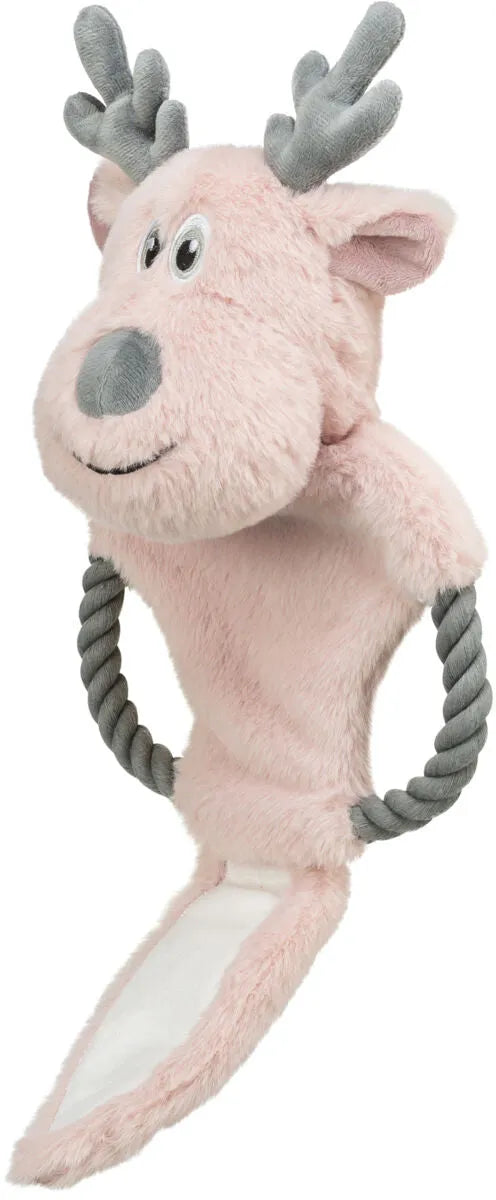 Trixie Xmas Reinsdyr med tau i plysj 47 cm, rosa