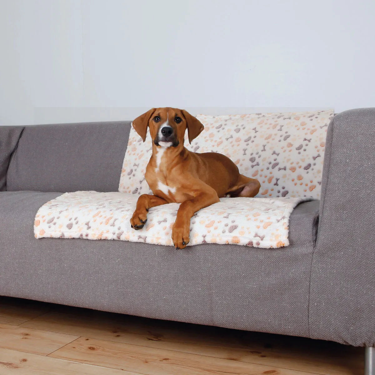 Trixie Jimmy Soft Fleeceteppe Hvit/Beige med Poter