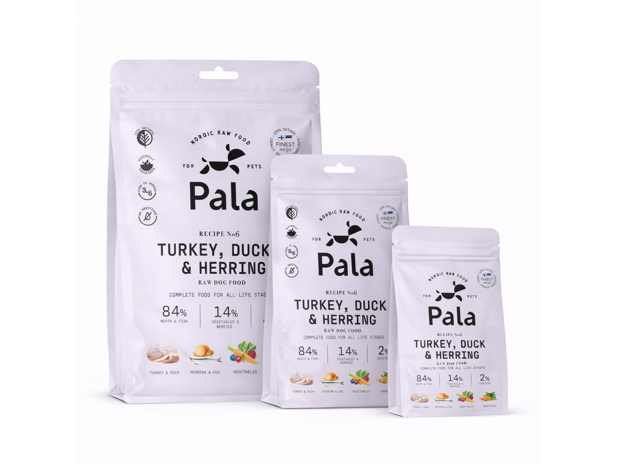 Pala Komplett Hundemat Kalkun, And & Sild – Turkey, Duck & Herring (Recipe #6)