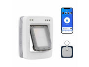 Hvit PetSafe Ecom Connected Smart Door for hund og katt, med mobilapp og nøkkel.