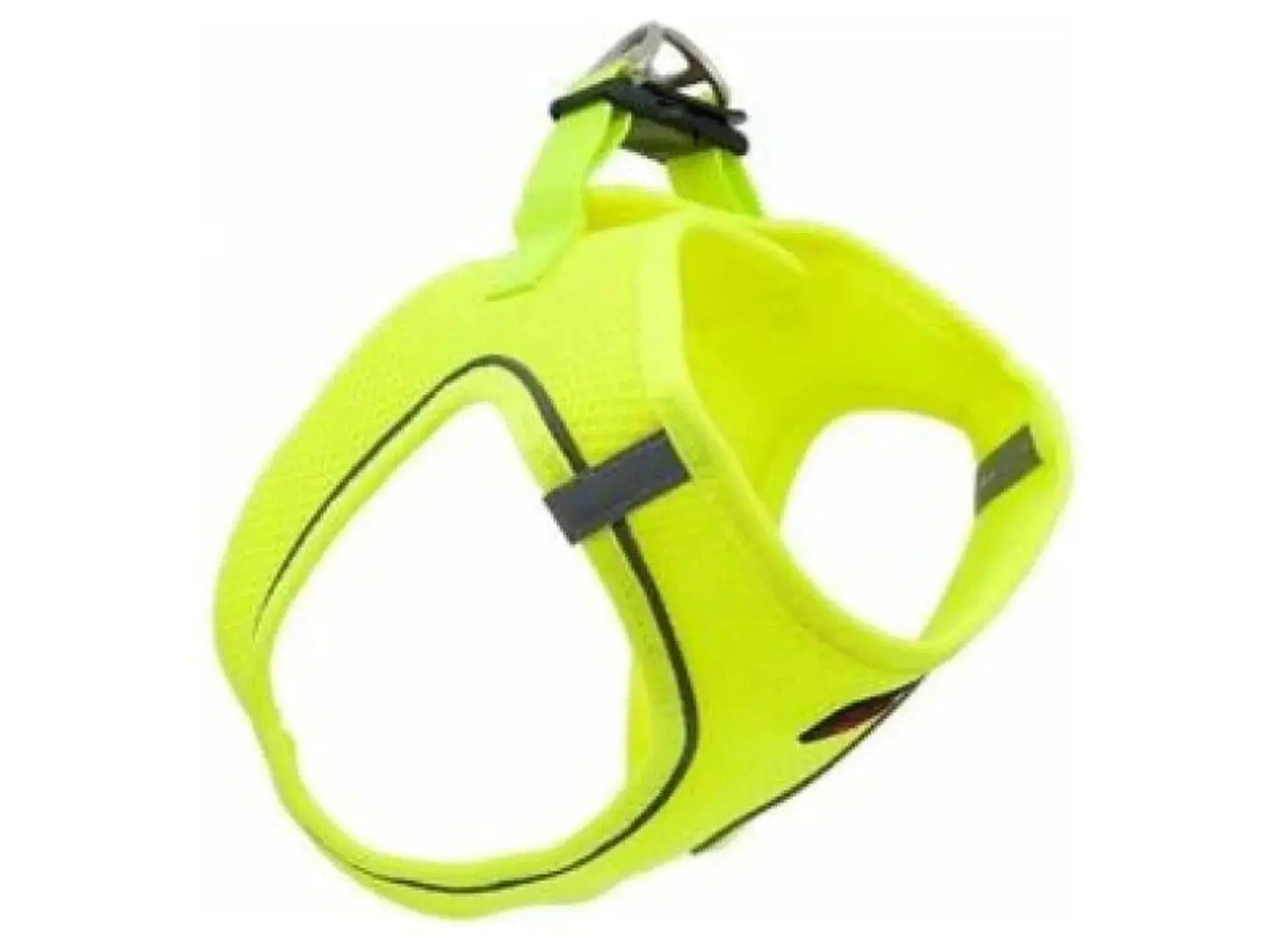 Pettime Air Mesh hundesele i dayglow gul, størrelse L, med justerbare stropper og D-ring.