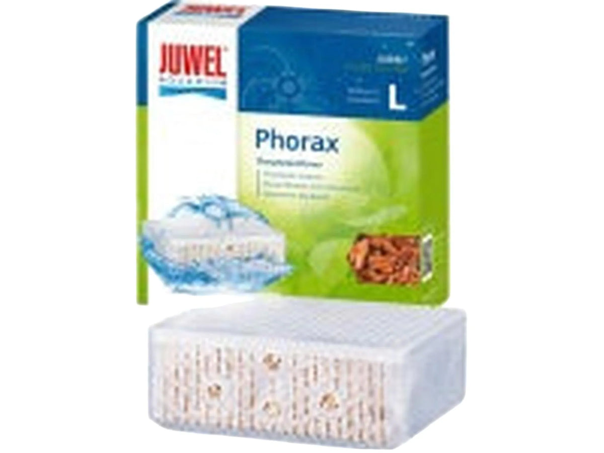 Juwel Phorax filtermedium i hvit nettingpose med brun granulat, for fosfatreduksjon.