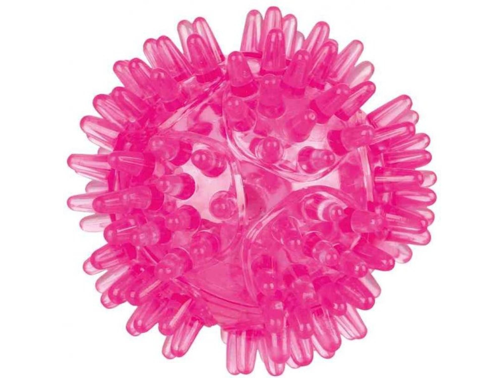 Rosa TPR pinnsvinball med pigger og blinkende lys, 5cm.