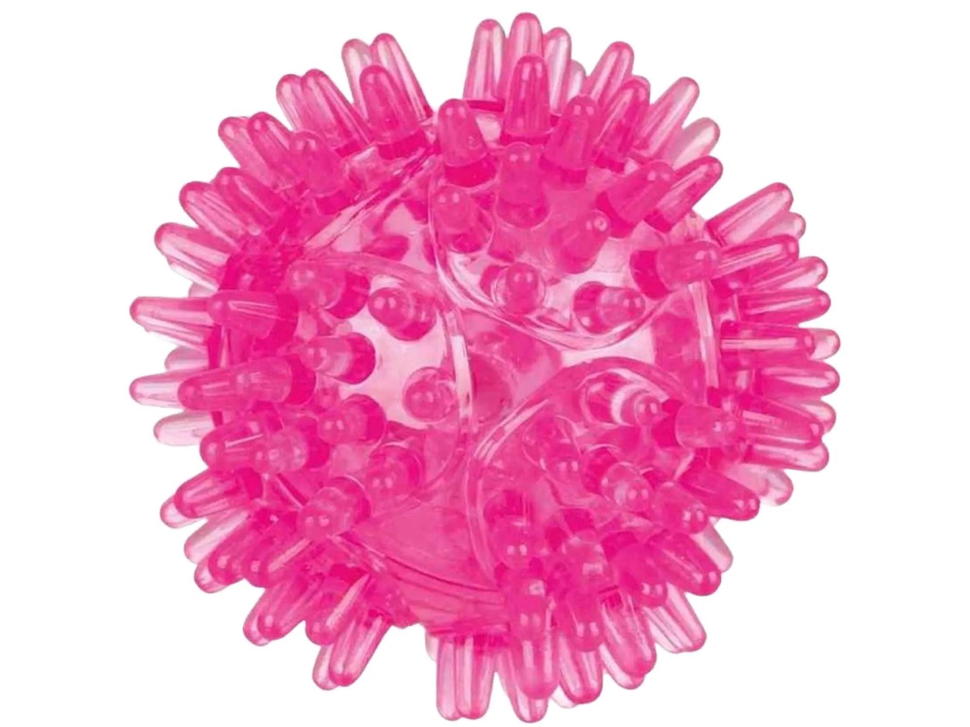 Rosa TPR pinnsvinball med pigger og blinkende lys, 5cm.