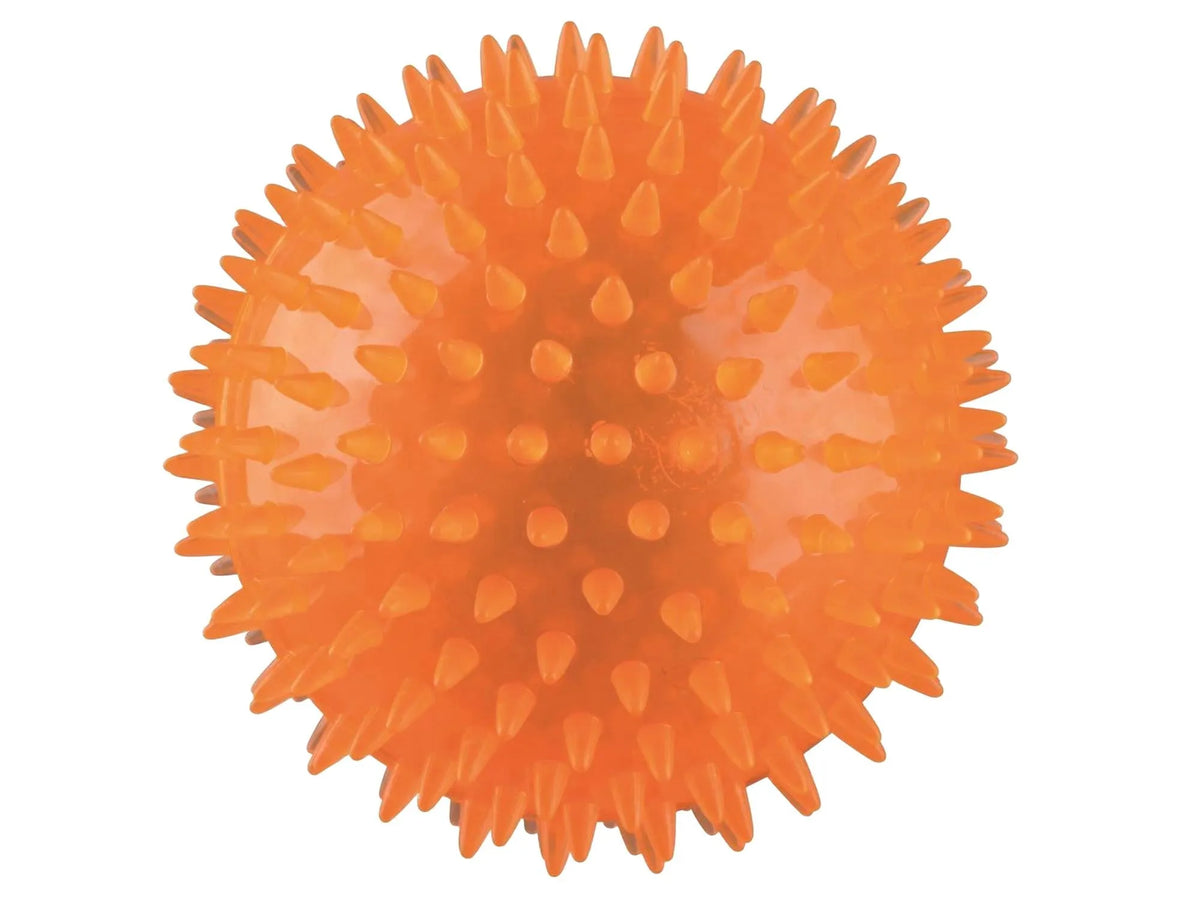 Oransje TPR Pinnsvin Ball med pigger og lys, 5cm.