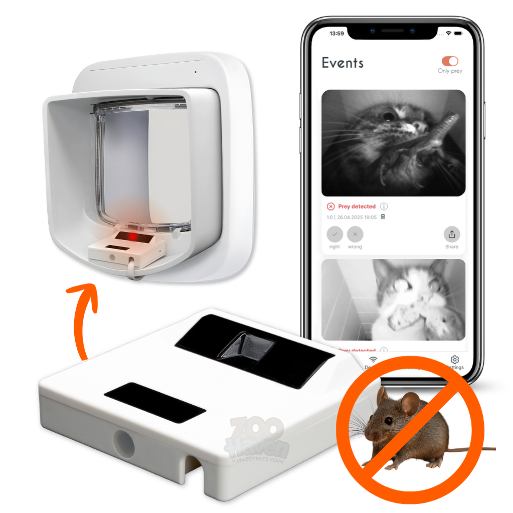 ZeroMouse 2.0 AI-drevet Tilleggsmodul for Mikrokipdør til Katt - Stopper Byttet Ute