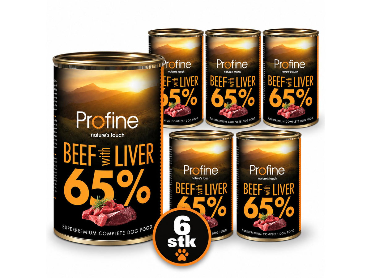 Profine Beef with Liver 65 % 6-pakk – våtfôr til hund med storfe og lever 6 × 400 g